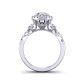 Oval Art Deco  filigree 3-stone round halo 3mm engagement ring 1538J-3J
