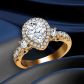 Pear-cut 3-stone Antique style halo gold 3mm engagement ring 1538N-3N