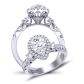  Pear-cut Three-stone Antique style halo gold 3mm engagement ring 1538N-3N 