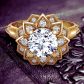 Starburst Sunflower halo round diamond engagement ring 1539FL-F
