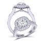  18k gold Bezel accent designer halo engagement ring HEIR-1539-HG 