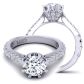  Graduated diamond slim band u-cut pavé   side diamond solitaire 2.6mm engagement ring SW-1450-B 