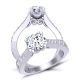  Unique double prong surface pavé   slender round 3.7mm engagement ring SWAN-1149-B 