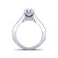 Unique double prong surface pavé slender round 3.7mm engagement ring SWAN-1149-B