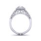 Floral halo double row pavé diamond engagement ring TEND-1180-HC