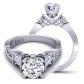  Pavé twisted shank Three-stone engagement Ring semi-mount TLP3-1200-D3 