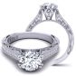  Tapered pavé  set milgrain vintage inspired diamond solitaire ring with side diamonds WIST-1529-SA 