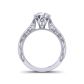 Tapered pavé set milgrain vintage style diamond solitaire ring with side diamonds WIST-1529-SA