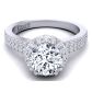 Tapered double row pavé half-band halo diamond engagement ring WIST-1538-B 