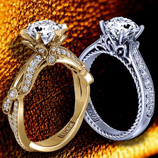 Artistic Antique Style Flower Diamond Engagement Ring 1160-R