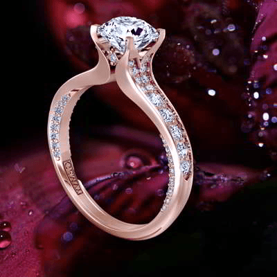 Elegant modern pavé set engagement ring. SWAN-1176-C