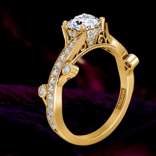 Art Nouveau inspired Twisted Vine diamond Engagement Ring 1138