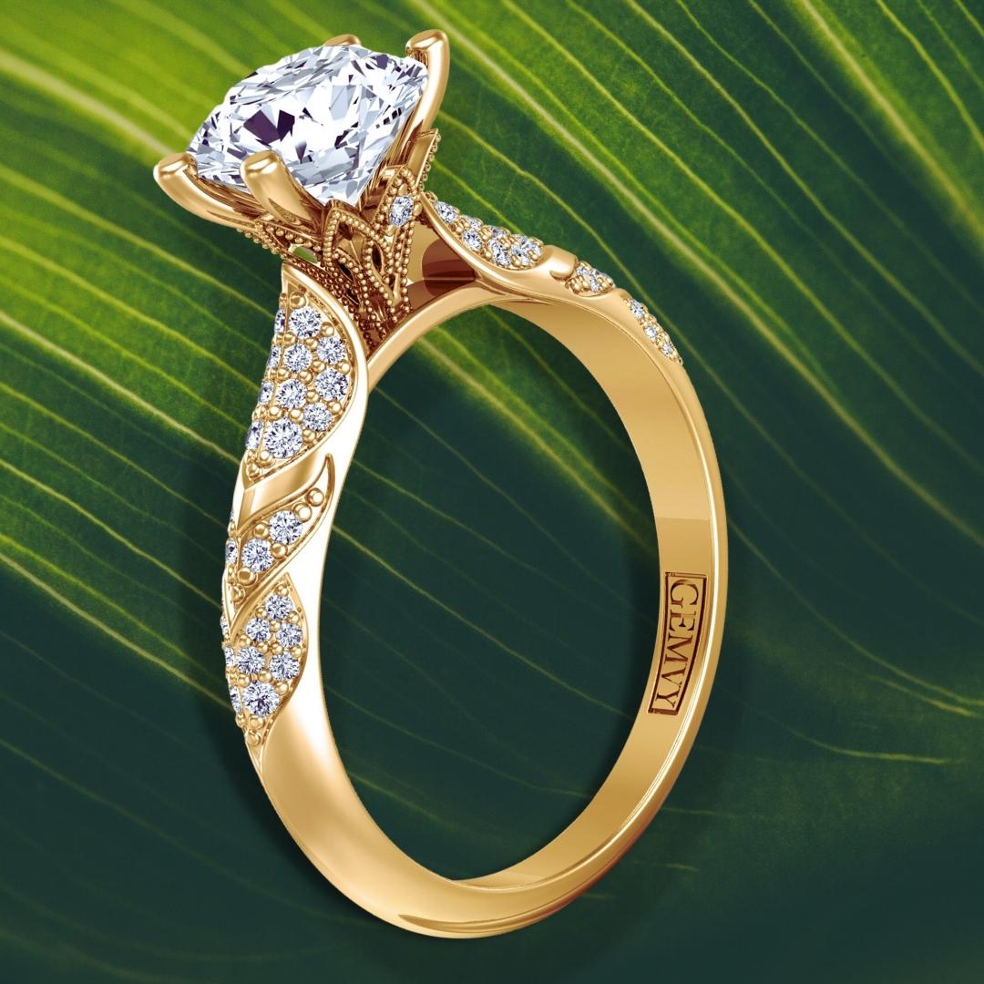 Yellow gold edwardian style engagement ring