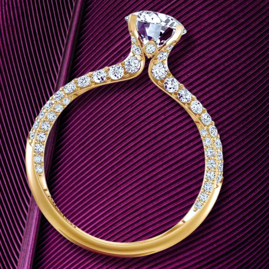 Thin-band pave diamond ring