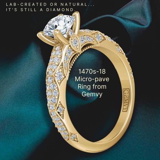Elaborate 4-prong micro-pavé heirloom 2.6mm engagement ring 1470S-18