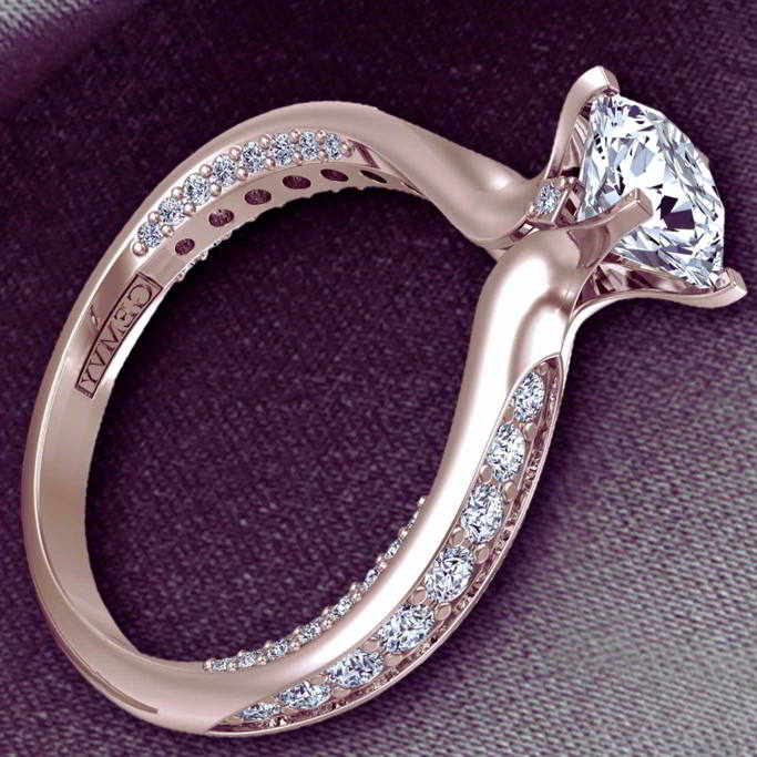 Swan inspired modern Art Nouveau unique diamond engagement ring SWAN-1176-A