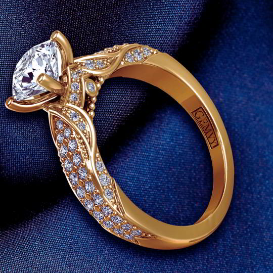 Micro pavé bold edwardian vintage inspired diamond ring HEIR-1140S-ES