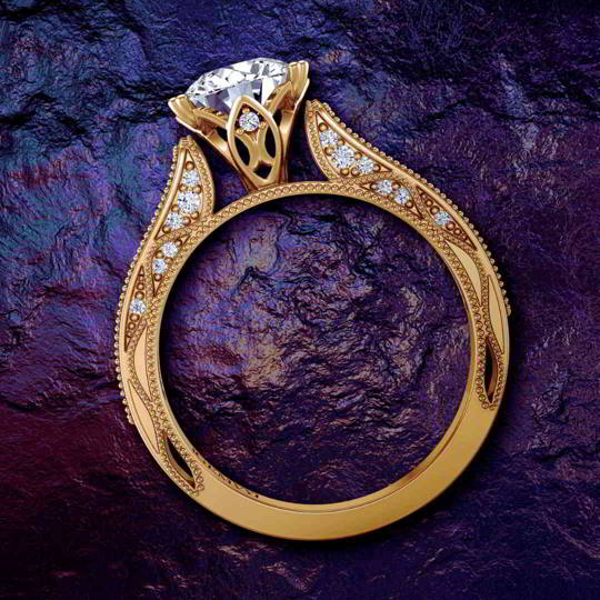 Channel set antique style diamond engagement ring setting WIST-1529-SB