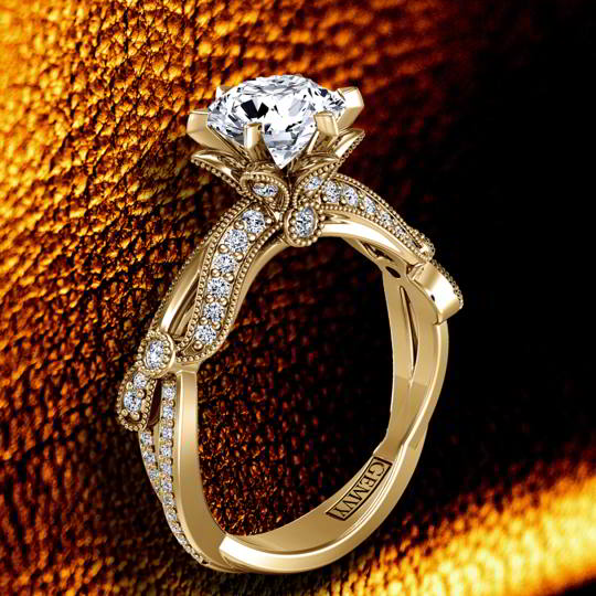 Artistic Antique Style Flower Diamond Engagement Ring 1160-R