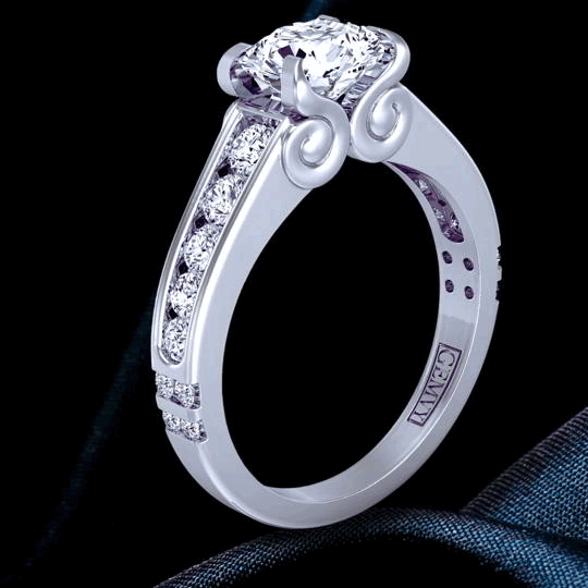 Channel set large diamond elegant round 2.9mm engagement ring SW-1441-F