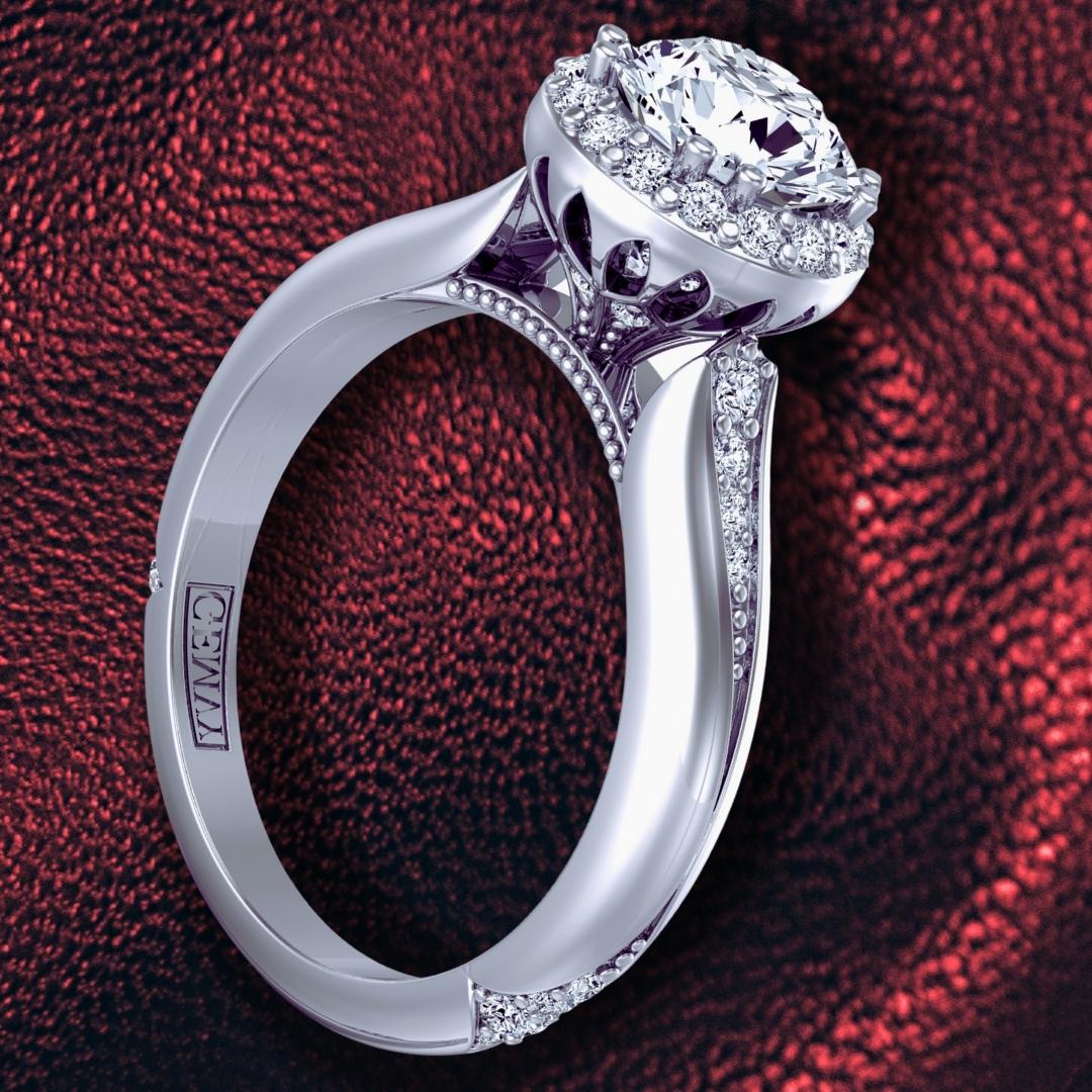 1538-p Flower Inspired Designer Diamond cathedral Ring Wist