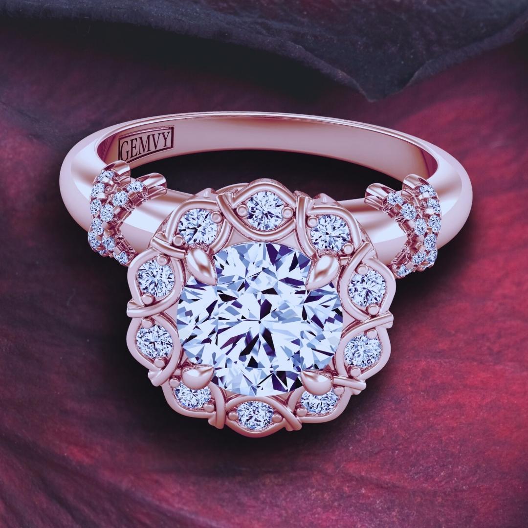Art Nouveau engagement ring 1309fl-a