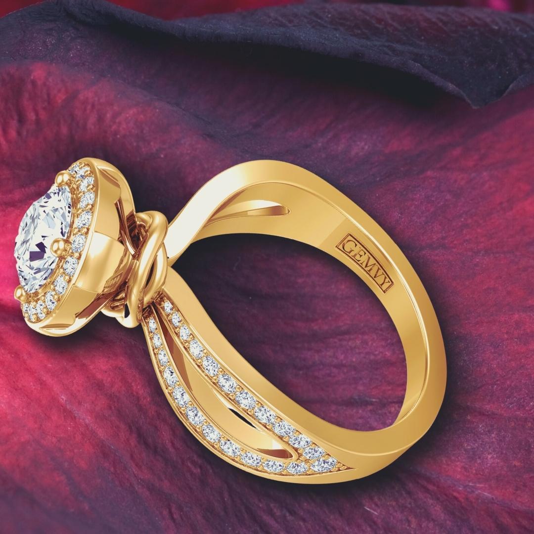 Victorian Flower Halo Diamond Engagement Ring1309fl-c 