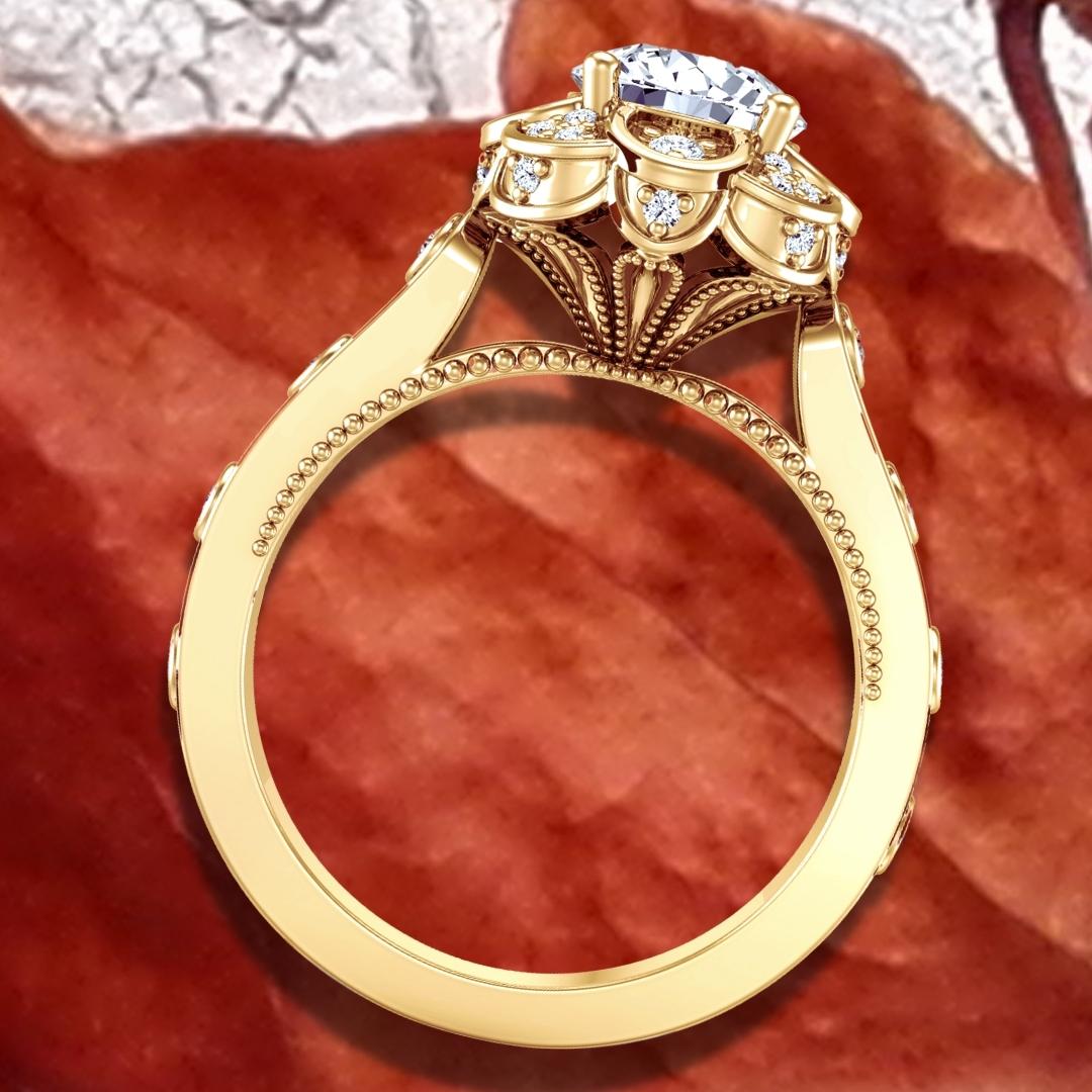 ONE-OF-A-KIND MODERN VINTAGE STYLE HALO DIAMOND ENGAGEMENT RING WIST-1517-H