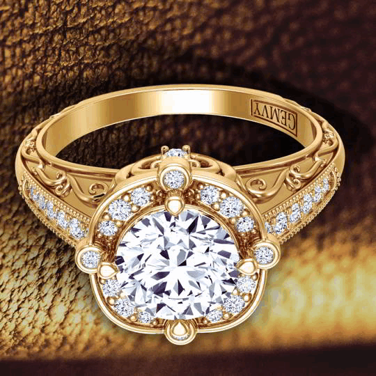 Vintage filigree halo engagement ring HEIR-1129-P