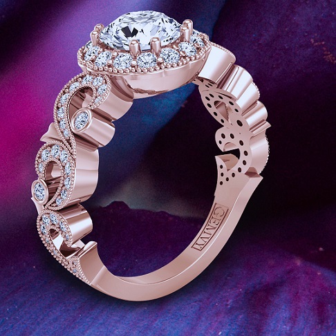 Art Nouveau style vintage inspired diamond engagement ring 1572